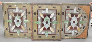 Set of Three Stained Glass Windows, to include a pair along with an arch shaped window, 37" x 43 1/2" and 35" x 43".