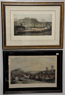Two Piece Lot to include, "Going to the Meet-Slawsten" after Godfrey Douglas Giles, lithograph in colors on paper; along with a fox hunt scene after H