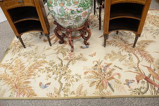 Hooked Rug, having floral and butterfly designs, 5' 10" x 9' 2".