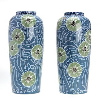 Large pair Eichwald porcelain Secessionist vases