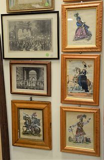 Fourteen Piece Lot, to include Harper's Weekly "An Open Air in Paris"; a theater scene, lithograph on paper; "Habit of Perdita in the Comedy of the Wi
