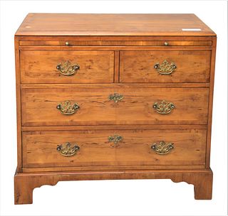 Hekman Burlwood Bachelors Chest, with pull out slide over two short over two long drawers on bracket base, height 29 1/2 inches, top 16 1/2" x 32".