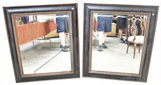 Pair of Contemporary Mirrors, having bevelled glass, height 42 inches, width 36 inches.