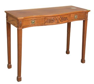 Adams Style Mahogany Server, having one drawer on fluted tapered legs, height 34 1/2 inches, width 48 inches, depth 19 inches.