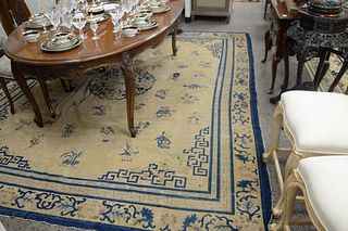 Peking Chinese Oriental Carpet, overall worn, 8'9" x 11' 5". 