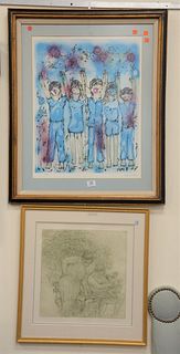 Three Piece Lot, to include Harold Altman (French/American 1924-2003), "Park Group", etching on paper, signed, titled and numbered '26/115' in pencil 