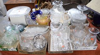 Eight Tray Lots of Glass, to include Waterford vases, stems, orrefors, candle sticks, Val Saint-Lambert, Robert Niederer, Tiffany glass plates, silver