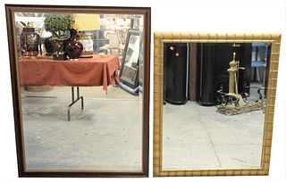 Two Contemporary Mirrors, one having carved gilt frame and fluted columns, 41" x 29", along with rectangular gilt mirror, 27" x 21 1/2".