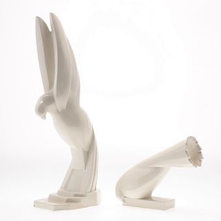 Jacques Adnet, (2) ceramic figures