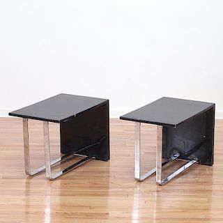 Pair Attr. Donald Deskey lacquered side tables
