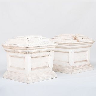 Pair of White Painted Pedestals
