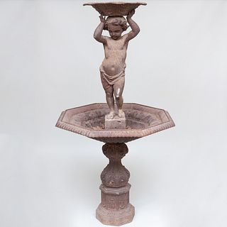 Cast Iron Water Fountain with Putti Support