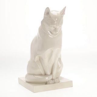 Edouard Sandoz glazed ceramic figure of a cat