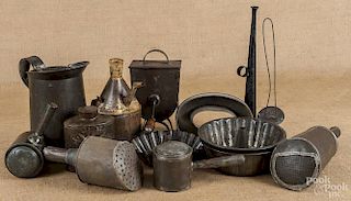 Collection of tin kitchen wares, 19th c.