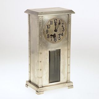 WMF Art Deco silvered metal mantel clock