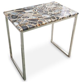 Agate & Chrome Side Table