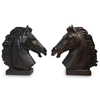 (2 Pc) W. Blair Signed Large Horse Bronze Sculptures