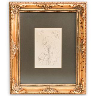 Pierre Bonnard (French, 1867) "Jeune Fille Lisant" Etching
