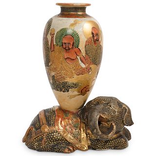 Japanese Satsuma Porcelain Elephant Vase