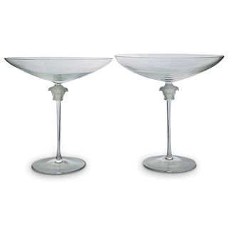 Pair of Versace Rosenthal Crystal Compotes