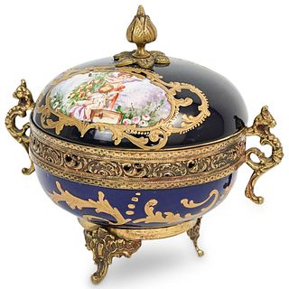 Antique Sevres Porcelain and Brass Box
