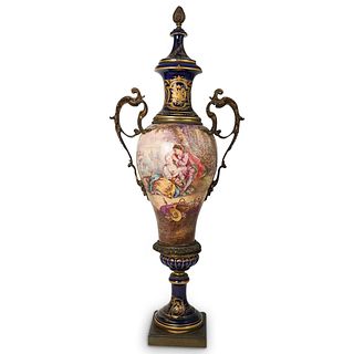Antique Gilt Bronze Sevres Style Porcelain Vase