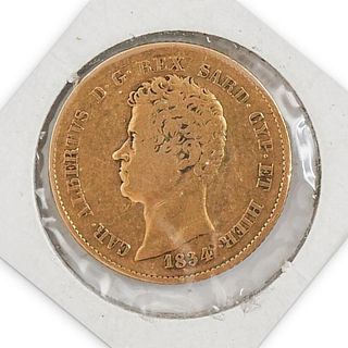 1834 Eagle Italy 20 Lire Sardinia Gold Coin