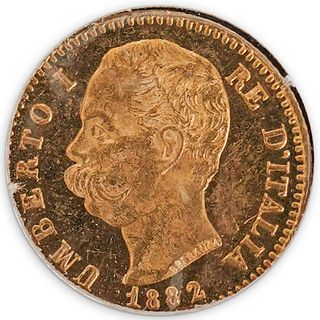 1882 Italian 20 Lire Gold Coin
