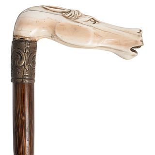 Bone Carved Horse Walking Stick