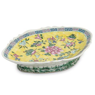 Chinese Glazed Porcelain Oval Dish