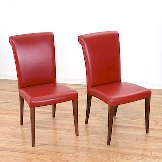 Pair Poltrona Frau leather "Vittoria" side chairs