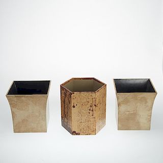 (3) Karl Springer style waste paper baskets