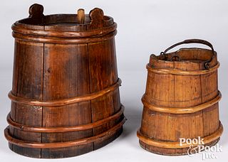 Two Scandinavian wood buckets, 19th c.