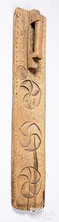 Scandinavian carved mangle board, 18th c.