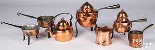 Group of copper and iron cookware, 19th c.