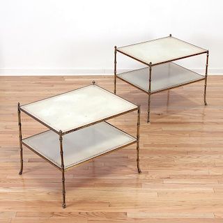 Pair Maison Bagues style gilt bronze side tables