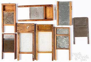 Eight miniature doll-size washboards, ca. 1900