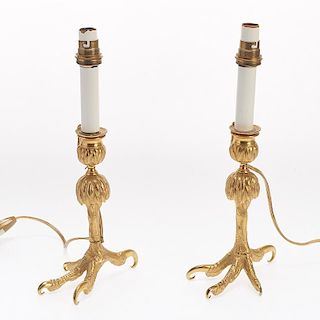 Manner Anthony Redmile, pair bronze lamps