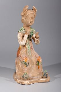 Chinese Tang Style Pottery Seated Figure