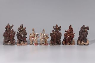 Group Of Seven Antique Carved Chinese Figures