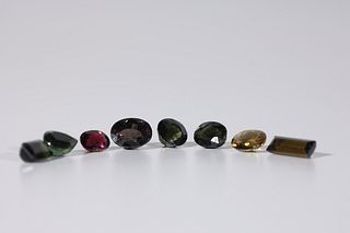 Group Of Eight Faceted Tourmalines