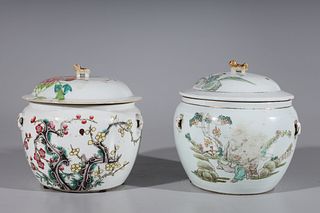 Two Chinese Antique Enamel Porcelain Covered Jars