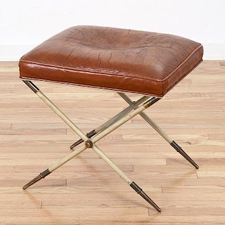 Tommi Parzinger enameled steel and brass stool