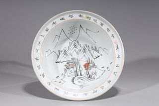 Antique Chinese Enameled Porcelain Basin