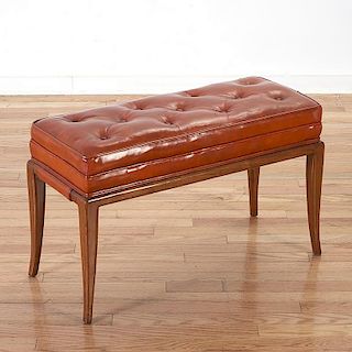 Tommi Parzinger tufted red leather bench