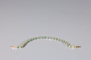 10K Gold Diamond & Emerald Bracelet