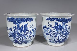 Pair Blue & White Porcelain Vases