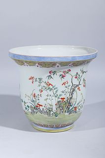 Large Chinese Enameled Porcelain Famille Rose Floor Vase