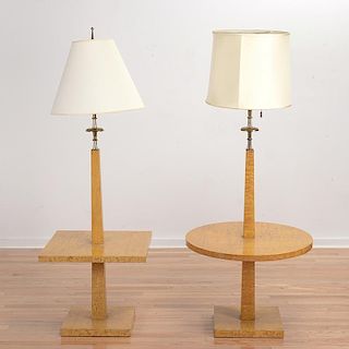 Pair Tommi Parzinger curly maple lamp tables