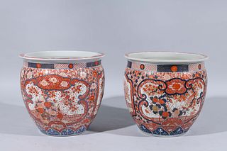 Set of Large Enameled Porcelain Chinese Floor Vases